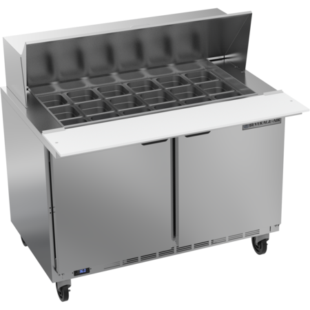 BEVERAGE-AIR Refrigerated Sandwich Prep Table, Mega Top, 2 Door, 13.9 cu. Ft, 115 Volt SPE48HC-18M